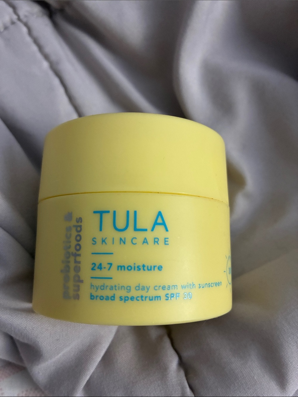 Tula Skincare Yellow Jar with Teal Logo Moisturizer